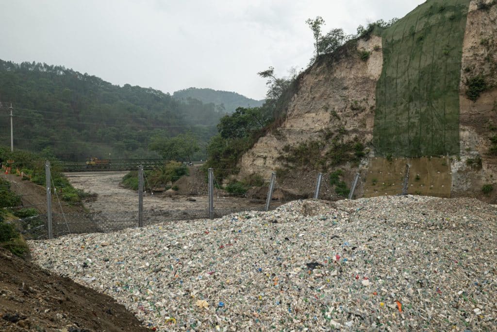 Large Trash Accumulation At A River, Courtesy Of The Ocean Cleanup