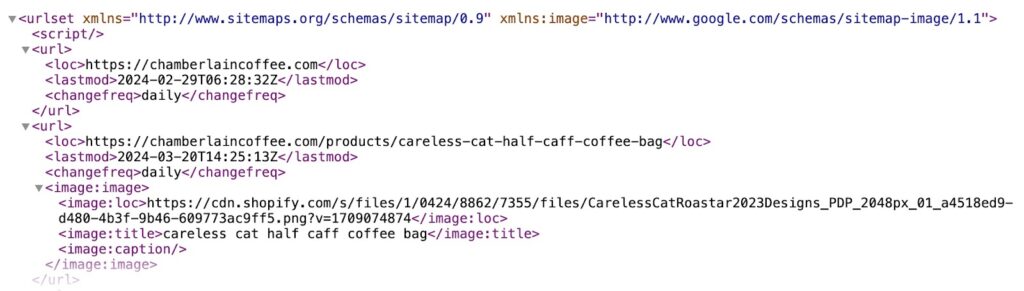 A sample of XML sitemap (or sitemap.xml file)