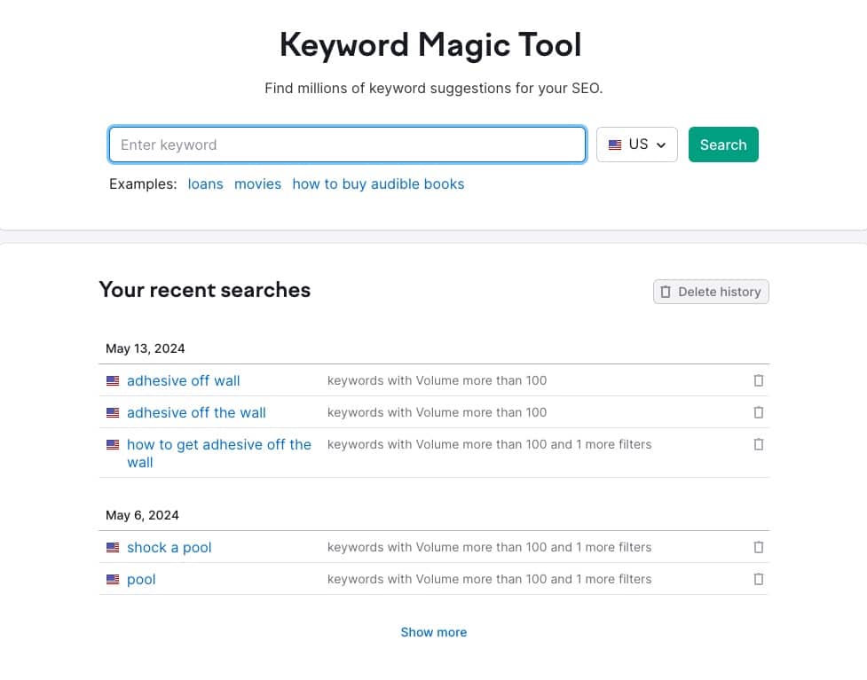 SEMRush's Keyword Magic Tool