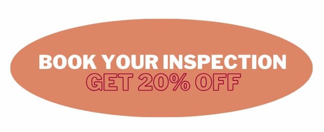 A call-to-action button offering 20% off when you book an inspection