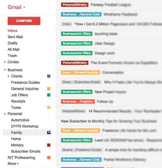 Labeling system in Gmail