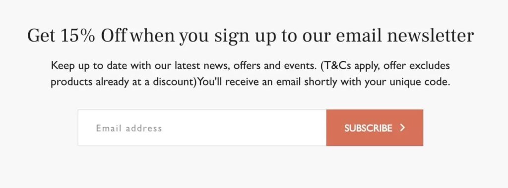 Newsletter signup offer