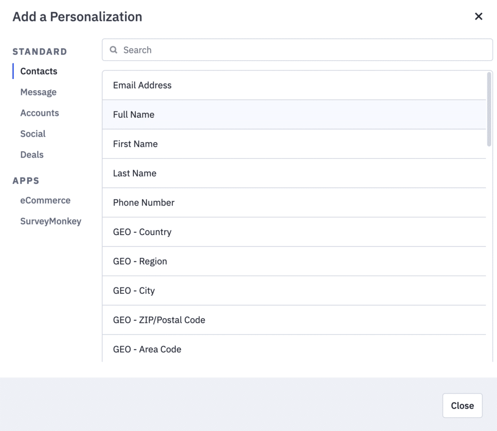 email marketing personalization fields