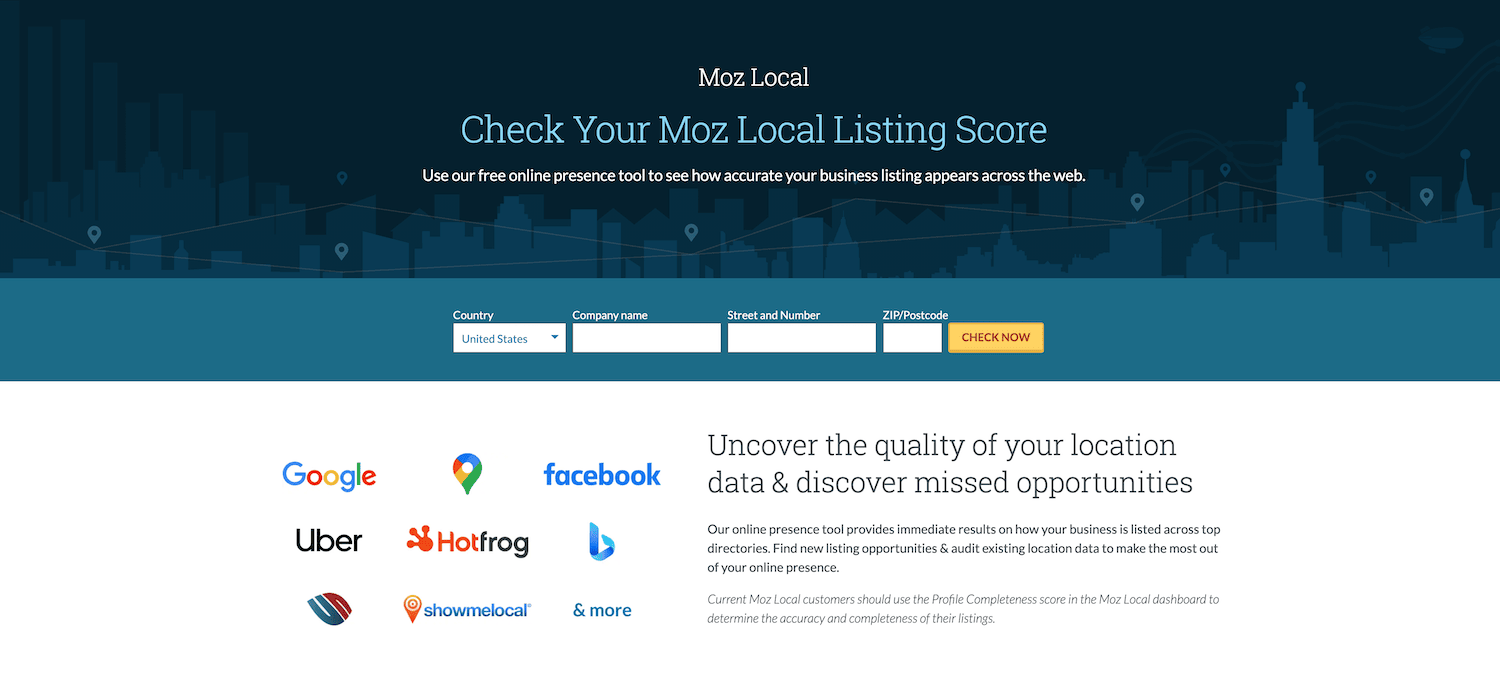 Moz Local Listing Score Website