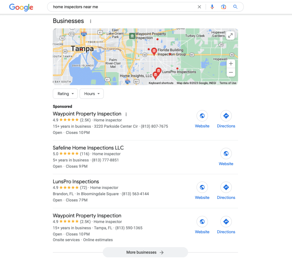 Google Map Pack for home inspectors