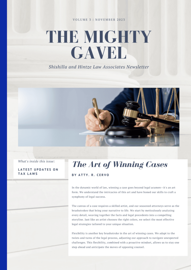 A sample picture of a law firm's email newsletter.