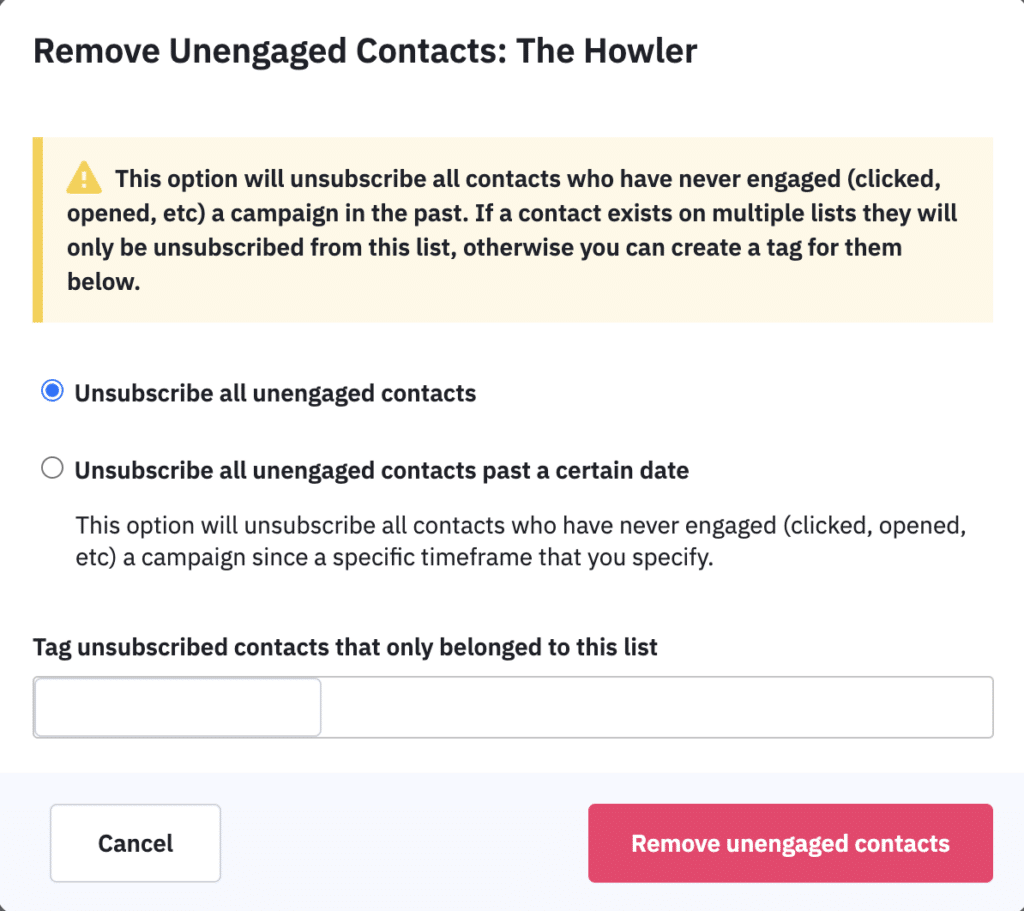 unsubscribing unengaged contacts