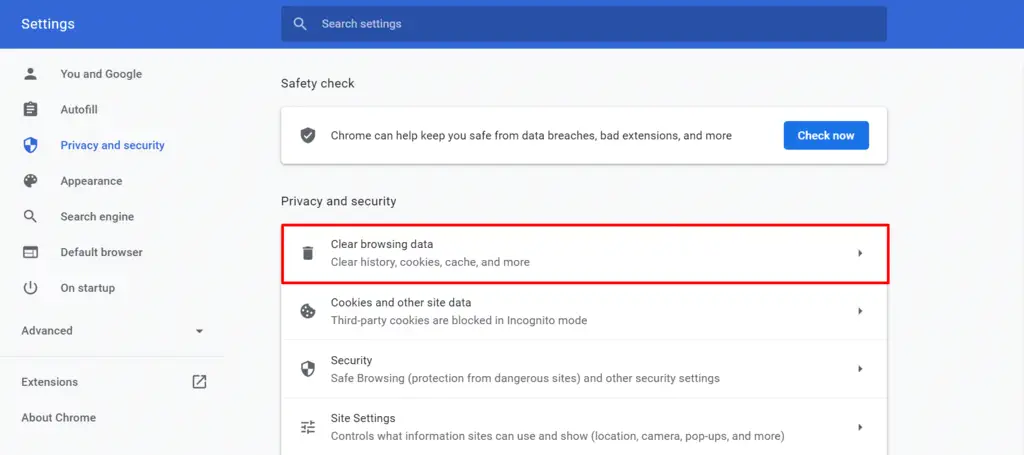 An image showing how to clear browsing data